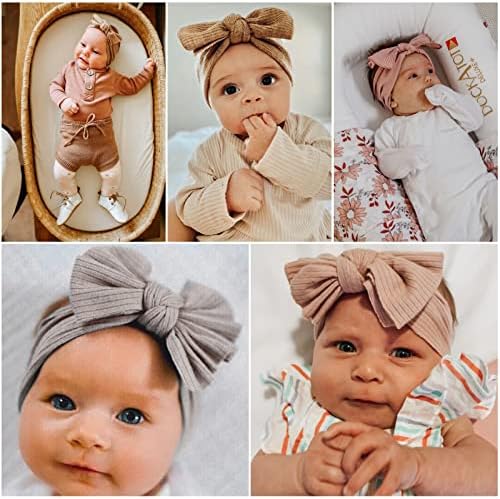 DRESHOW 10 Pack Baby Headbands For Girls Newborn Baby Nylon Headbands With Bows Hair Accessories