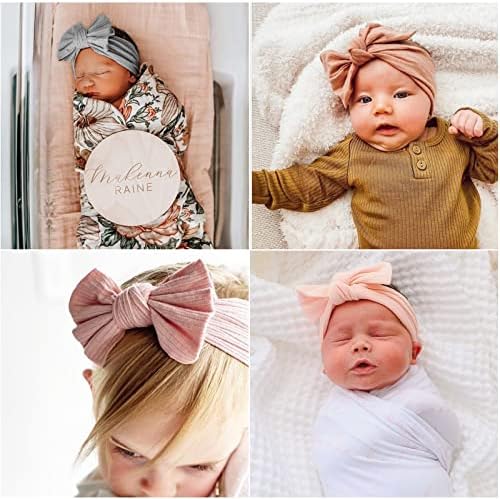 DRESHOW 10 Pack Baby Headbands For Girls Newborn Baby Nylon Headbands With Bows Hair Accessories