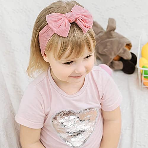 DRESHOW 10 Pack Baby Headbands For Girls Newborn Baby Nylon Headbands With Bows Hair Accessories