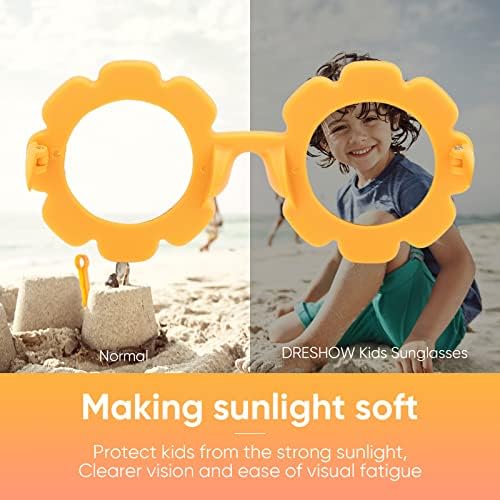 DRESHOW Kids Sunglasses Round Flower Glasses For Girls Boys Outdoor Beach Holiday Cute Eyewear Party Accessories