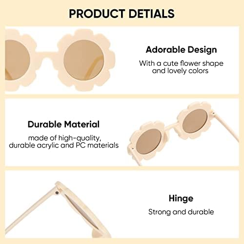 DRESHOW Kids Sunglasses Round Flower Glasses For Girls Boys Outdoor Beach Holiday Cute Eyewear Party Accessories