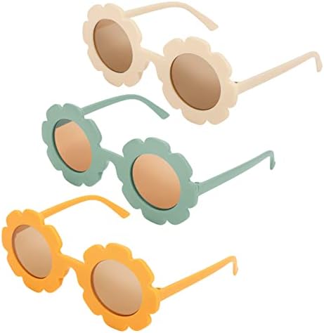 DRESHOW Kids Sunglasses Round Flower Glasses for Girls Boys Outdoor Beach Holiday Cute Eyewear Party Accessories