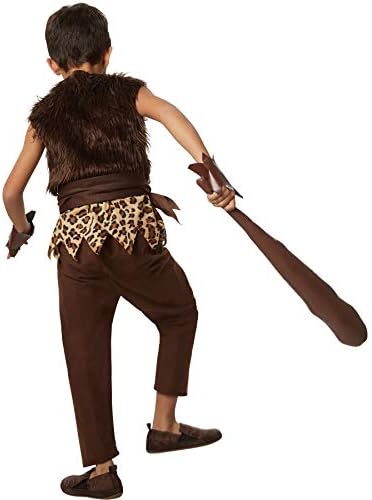 Dressforfun Caveman Fancy Dress Costume - Stone Age Outfit For Parties Halloween New Years Eve - Faux Fur Top Suede-look Straps Leopard Print Detail Size M