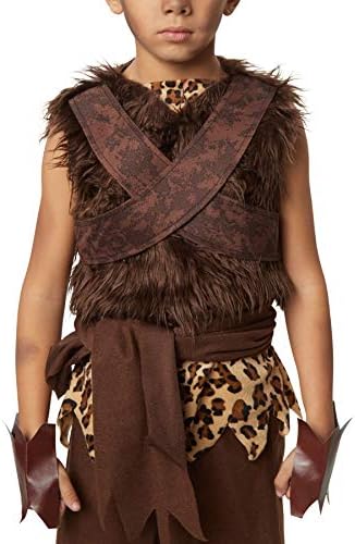Dressforfun Caveman Fancy Dress Costume - Stone Age Outfit For Parties Halloween New Years Eve - Faux Fur Top Suede-look Straps Leopard Print Detail Size M