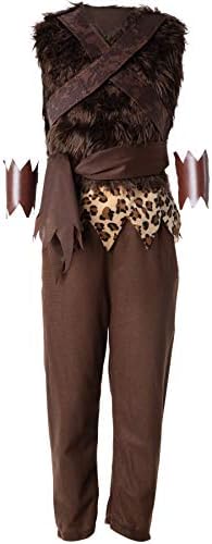 Dressforfun Caveman Fancy Dress Costume - Stone Age Outfit For Parties Halloween New Years Eve - Faux Fur Top Suede-look Straps Leopard Print Detail Size M
