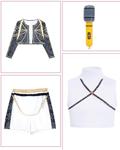 Dtiaagto Demon Costume Kids Dress Hunters Cosplay Girls Pop Singers Coat Top Shorts Dance Stage Role Play Outfit Halloween Costumes