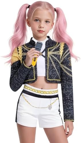 Dtiaagto Demon Costume Kids Dress Hunters Cosplay Girls Pop Singers Coat Top Shorts Dance Stage Role Play Outfit Halloween Costumes