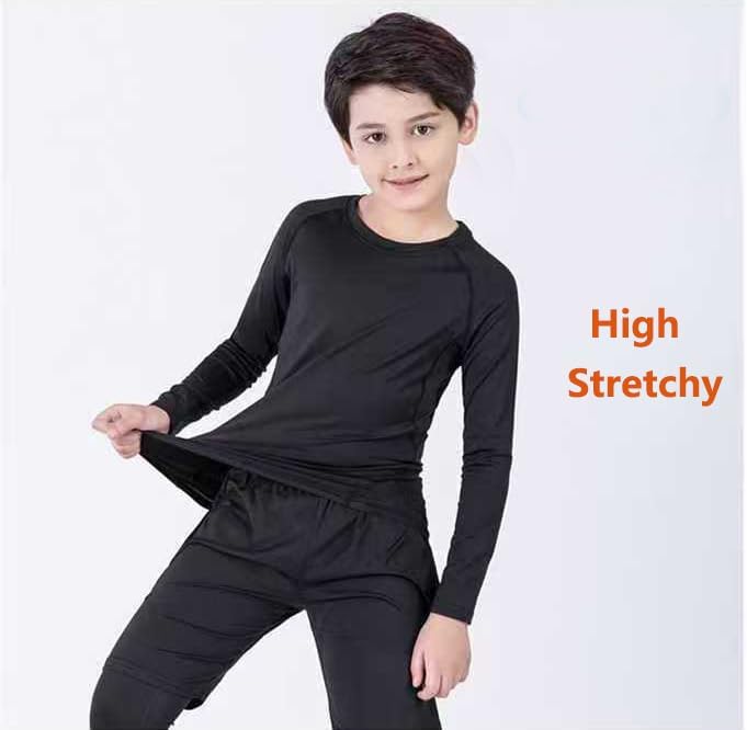 Dtone Kids Base Layer Set Boys Football Skins Athletic Thermal Long Sleeve Top And Leggings For Sport Ski