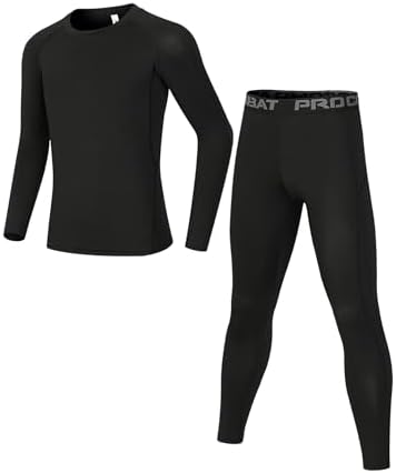 Dtone Kids Base Layer Set Boys Football Skins Athletic Thermal Long Sleeve Top and Leggings for Sport Ski