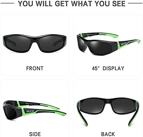 DUCO Sports Polarized Kids Sunglasses Boys Girls Unbreakable Youth Baseball Shades UV400 Protection Age 6-10 K001
