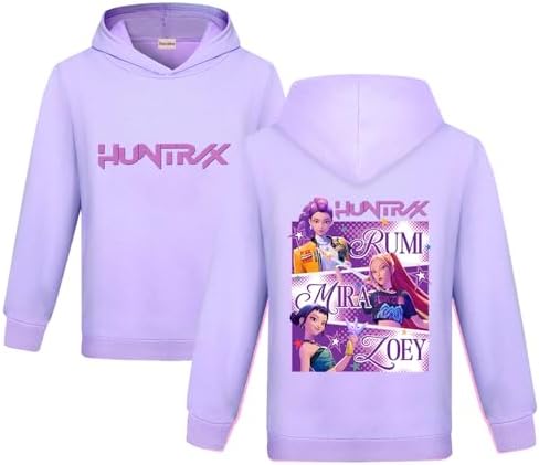 Duoxinbos KPOP Huntrix Hoodies Girls Vintage Y2k Pullover Huntr/X Hip Hop Streetwear Fashion Long Sleeve Hooded Rumi Mira Zoey Anime Sweatshirt for Kids Back to School