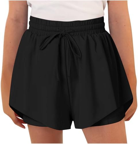 duxyoz Flowy Athletic Shorts for Girls Butterfly Shorts for Kids Teens Preppy Tennis Running Athletic Short with Liner 2-in-1 Double Layer Quick-Drying Comfy Short Pants Summer Clothes 6-15 Years