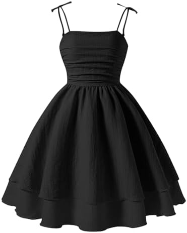 Duxyoz Girl's Summer Dresses Spaghetti Strap Swing Pleated Cotton Dress Tween Kids Flowy Front Ruched Boho Beach Casual Midi Sundress For Princess Birthday Party Wedding Prom Gown