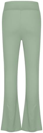 Duxyoz Girls Flared Leggings Kids Cross High Waist Yoga Pants Solid Color School Trouser With Pockets Casual Creppy Bell Bottoms Sports Fitness Gym Workout Dance Pants Bootcut Leggings