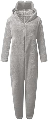 Duxyoz Girls Fleece Jumpsuits With Eye Mask Built In Fuzzy Hooded Rompers For Kids Fluffy Warm Winter Onesie Romper Casual Zip Up Bear Preppy One Piece Sleepwear