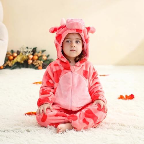 Duxyoz Newborn Infant Baby Boys Girls Fleece Romper Kids Toddler Flannel Hooded Jumpsuit Long Sleeve Zip Up Onesie Pajamas Plush Winter Warm Cute Hoodie Bodysuit Fluffy Sleepsuit Loungewear 0-4 Years