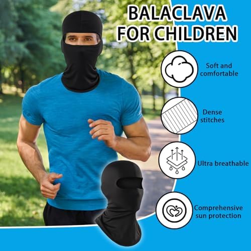 DXPETA Kids Balaclava 5-Pack Black Ski Face Mask Breathable Face Covering For Outdoor Sports Motorcycle Riding UV Protection One Size Fits Most