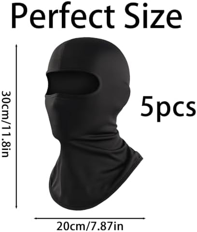 DXPETA Kids Balaclava 5-Pack Black Ski Face Mask Breathable Face Covering For Outdoor Sports Motorcycle Riding UV Protection One Size Fits Most