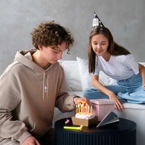 Eahoopfm 16th 18th 21st Birthday Gifts Stainless Steel Cross Necklace For Boys Men Sliver Cross Chain Religious Jewellery Gifts For Son Grandson Brother Boyfriends Nephew