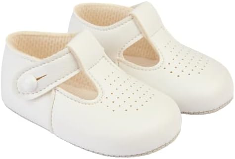 EARLY DAYS Baypods Baby Shoes for Boys & Girls Soft Soled Pre Walker Shoes Soft Faux Leather Baby Boys & Baby Girls Shoes B625 T Bar Style Shoe with Hole Punch Made in England