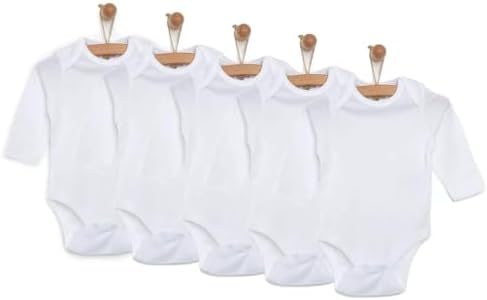 Ebebek HelloBaby Baby Bodysuits 5 PCS - Bodysuit For Boys And Girls Newborn - Infant Toddlers Bodysuit Onesies - White Baby Bodysuits