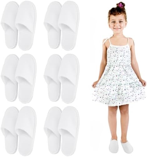 EBIEFLY 6 Pairs Of Spa Slippers For Kids Hotel Slipper Disposable Outdoor Travel House Boys Girls Slippers Non-slip Soles For Children 6-10 Years Old