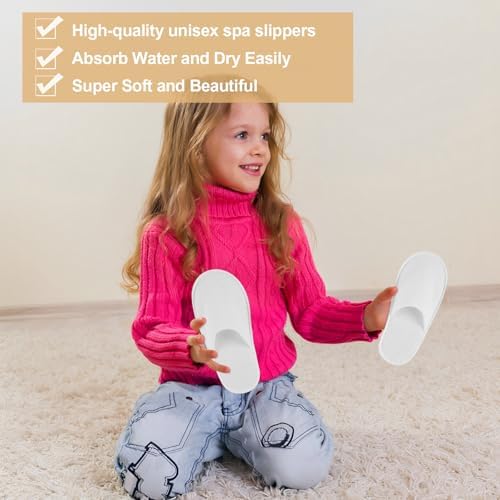 EBIEFLY 6 Pairs Of Spa Slippers For Kids Hotel Slipper Disposable Outdoor Travel House Boys Girls Slippers Non-slip Soles For Children 6-10 Years Old