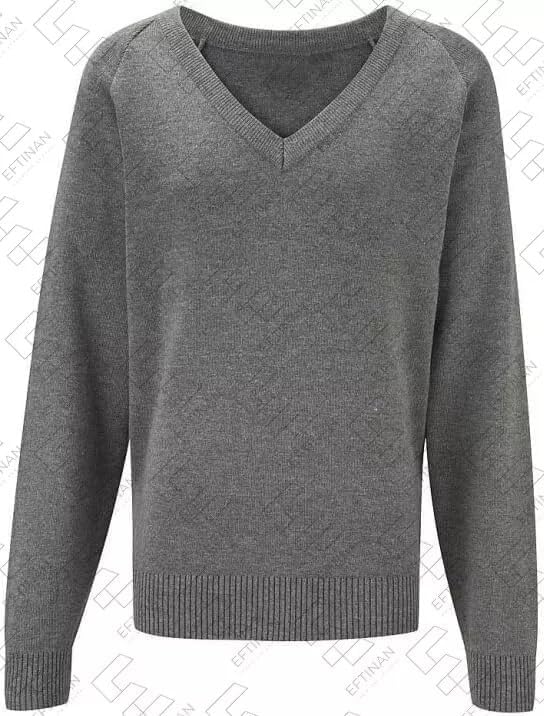 EFTINAN Unisex Premium V-Neck Knitted Jumper Long Sleeve Sweatshirt School Ages 2-18+ UK