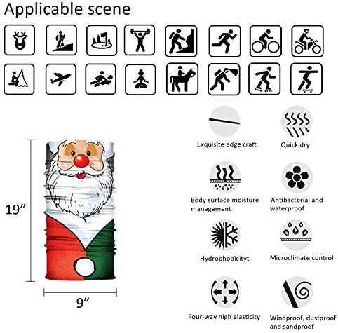 Elastic Multifunctional Bandana 6pcs Sports Seamless Magic Headwear Outdoor Headband Scarf Cycling Motorcycle Balaclava Face Cover Neck Gaiter Headband For UV Sun Protection (Christmas)