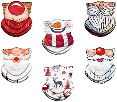 Elastic Multifunctional Bandana 6pcs Sports Seamless Magic Headwear Outdoor Headband Scarf Cycling Motorcycle Balaclava Face Cover Neck Gaiter Headband for UV Sun Protection (Christmas)