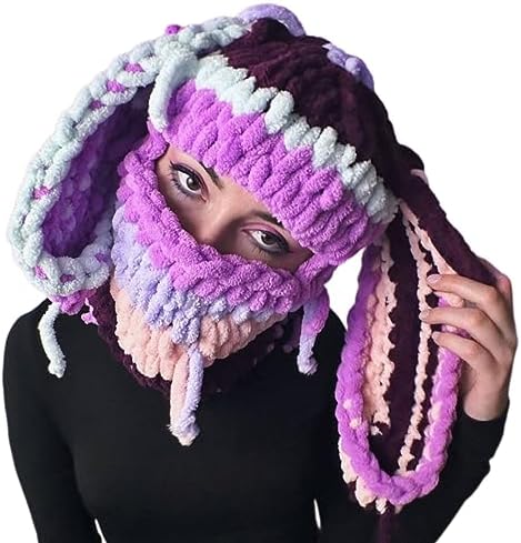 Elastic Windproof Cute Devil Horn Balaclava Hat Women Men Keep Neck Warm Hat Cold Weather Cycling Hiking Equipment Crochet Balaclava