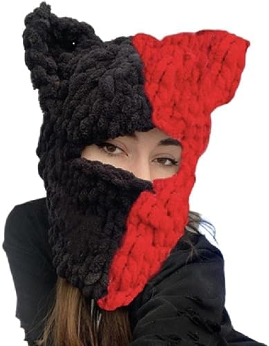 Elastic Windproof Cute Devil Horn Balaclava Hat Women Men Keep Neck Warm Hat Cold Weather Cycling Hiking Equipment Crochet Balaclava