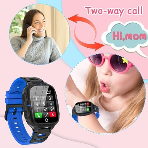 ELEJAFE Kids Smart Watch For Boys Girls Calls Phone SOS 24 Games 2 Cameras Smart Watch For Kids With Flashlights MP3 Music Alarm For Christmas Birthday Gifts