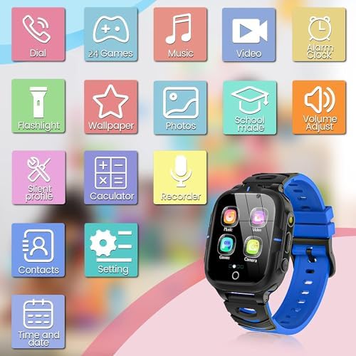ELEJAFE Kids Smart Watch For Boys Girls Calls Phone SOS 24 Games 2 Cameras Smart Watch For Kids With Flashlights MP3 Music Alarm For Christmas Birthday Gifts