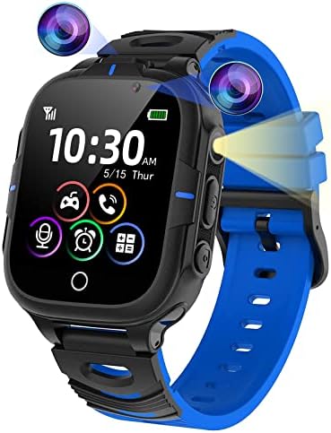 ELEJAFE Kids Smart Watch for Boys Girls Calls Phone SOS 24 Games 2 Cameras Smart Watch for Kids with Flashlights MP3 Music Alarm for Christmas Birthday Gifts