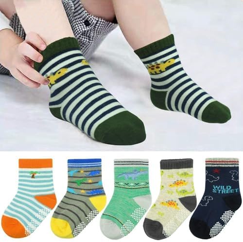 ELUTONG Toddler Baby Grip Socks-Cute Kid's Non Slip Socks-12 Pairs Of Baby’s Socks Suitable Baby Kids Aged 1-7 Years