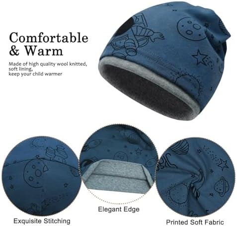 Enwokran Childrens' Slouchy Beanie Hat Loop Scarf Set Soft Easy Care Stretch Material Round Scarf Soft Girls Boys Winter Autumn Spring Set