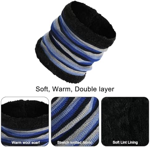 Enwokran Kids Winter Pompom Beanie Hat Scarf Gloves Set Warm Knitted Hat Mittens And Fleece Neck Warmer Scarf 3pcs For Boys&Girls Age 2-6