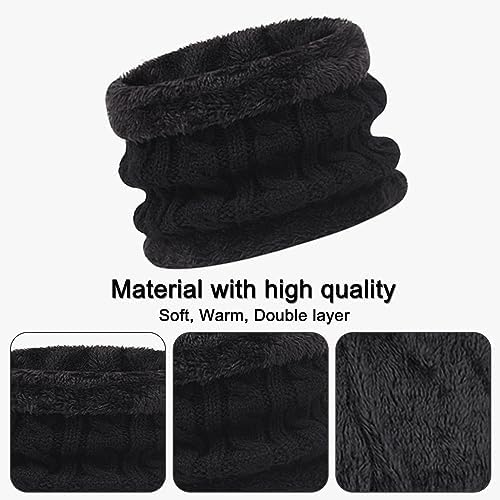 Enwokran Kids Winter Warm Beanie Hat Scarf Gloves Set Thermal Knit Crochet Thick Fluffy Toddler Cap Pom Bobble Hat Neck Warmer Gloves Set For Girls Boys Children Aged 2-6