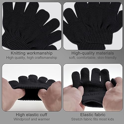 Enwokran Kids Winter Warm Beanie Hat Scarf Gloves Set Thermal Knit Crochet Thick Fluffy Toddler Cap Pom Bobble Hat Neck Warmer Gloves Set For Girls Boys Children Aged 2-6