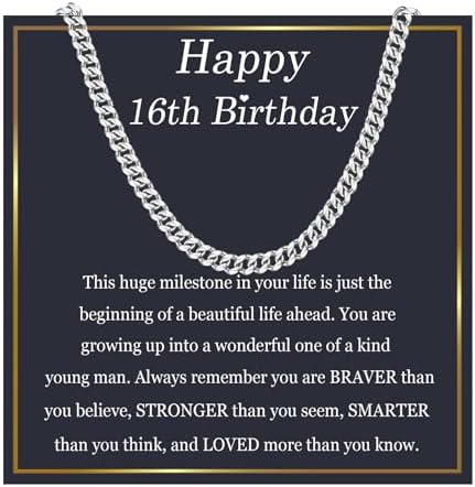EPIRORA 13th 16th 18th Birthday Gifts for Boys Cuban Chain for 13 16 18 Year Old Happy Birthday Gifts for Son Grandson Nephew Brother Men's Chain Jewelry