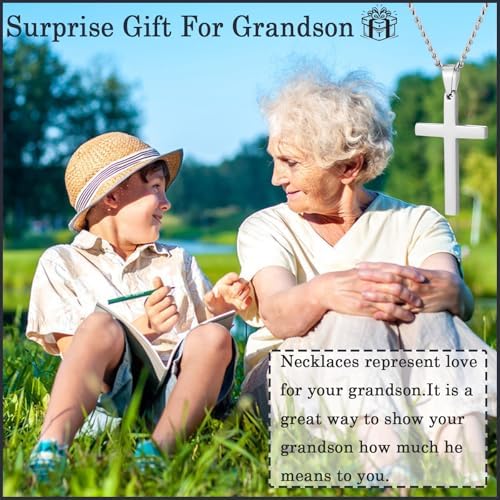 EPIRORA Boys Cross Necklace For Son Grandson - Birthday Graduation Christmas Confirmation Gift For Teenage Boy Boyfriend