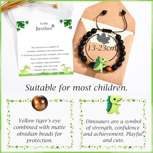 EPIRORA Dinosau Bracelet - Big Brother Gifts From Sister Teenage Boys Bracelet Gifts For Christmas Valentines Day Graduation Birthday