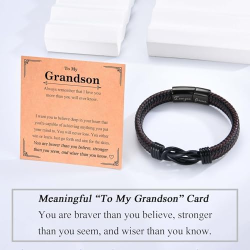 EPVID Gifts For Husband Son Boyfriend Grandson Grandad Uncle Leather Bracelet For Brother Nephew Boyfriend Christmas Fathers Day Birthday Valentines Gifts Stocking Fillers For Men