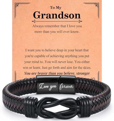 EPVID Gifts for Husband Son Boyfriend Grandson Grandad Uncle Leather Bracelet for Brother Nephew Boyfriend Christmas Fathers Day Birthday Valentines Gifts Stocking Fillers for Men