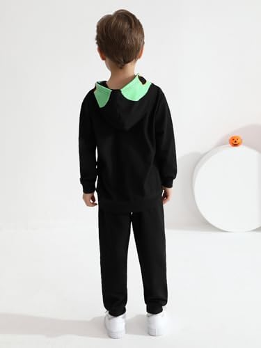 ESHOO Kids Halloween Outfit Toddler Boys Girls Skeleton Hoodie Sweatshirt Pants Set With Front Pocket Halloween Cosplay Party Skull Pullover Tracksuit 2 Piece Outfits