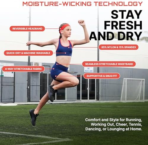 Essenclo Girls Clothing Athletic Sets Sleeveless Crop Tank Tops & Bike Shorts Cheer Gymnastics Volleyball Size 3-16 (5 Pcs)