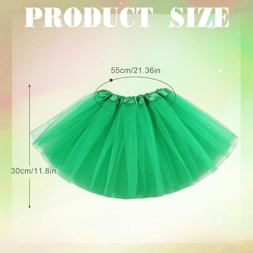 EUPSIIU 2 Pack Tulle Skirt For Kids Girls 3 Layers Stretchy Fluffy Party Skirts Girls Princess Ballet Dance Tutu Dress-up Costume For Birthday Petticoat Party Dance Rave Carnival 80s Outfit (Green)