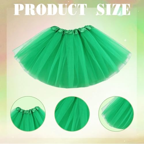 EUPSIIU 2 Pack Tulle Skirt For Kids Girls 3 Layers Stretchy Fluffy Party Skirts Girls Princess Ballet Dance Tutu Dress-up Costume For Birthday Petticoat Party Dance Rave Carnival 80s Outfit (Green)
