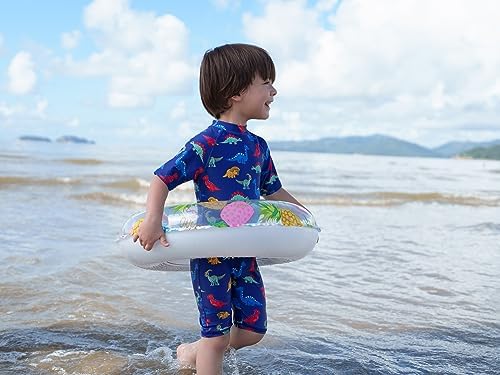 Ewbob Boy Swimsuit Sun Protection Short Sleeve Bathing Suit Kids All In One Piece Swimwear Ages 18 Months To 6 Years Swim Costume For Swimming Lessons Beach And Pool